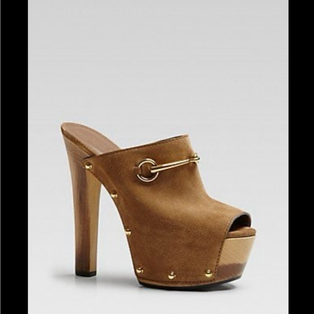 Gucci Platform Mules Wooden Heels